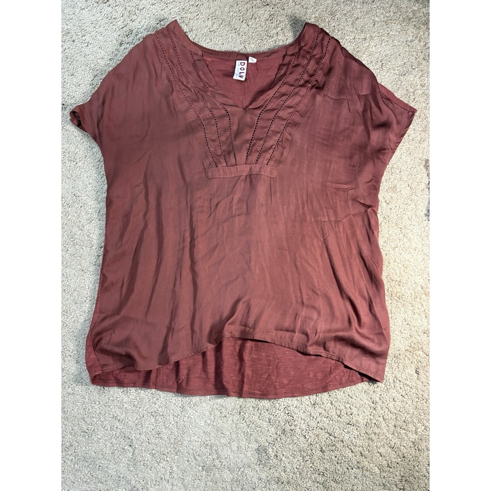 Dolan Anthropologie Top Women Large Brown V-Neck Office Boho